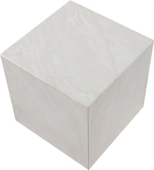 Meridian Furniture Piazza Concrete End Table with Art Deco Marble Finish for Indoor Outdoor Patio Use White 99029White-ET