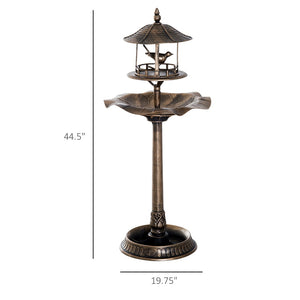 English Elm Outsunny 3-In-1 Vintage Garden Bird Bath, Feeder & Planter - Elegant Antique Design For Bird Lovers W2225P217962-GIGA