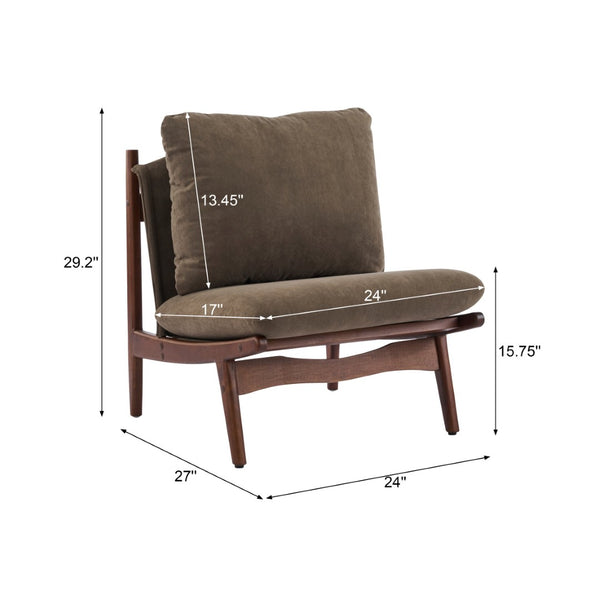 English Elm Vista Mid-century Accent Chairs Mocha Upholstered Natural Wood Frame Set of 2 N767P366304E
