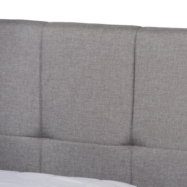 Baxton Studio Baxton Studio Queen Size Upholstered Platform Bed with Storage Drawers and Biscuit Tufted Headboard Light Netti-Grey-Queen