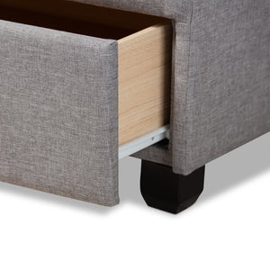 Baxton Studio Baxton Studio Queen Size Upholstered Platform Bed with Storage Drawers and Biscuit Tufted Headboard Light Netti-Grey-Queen