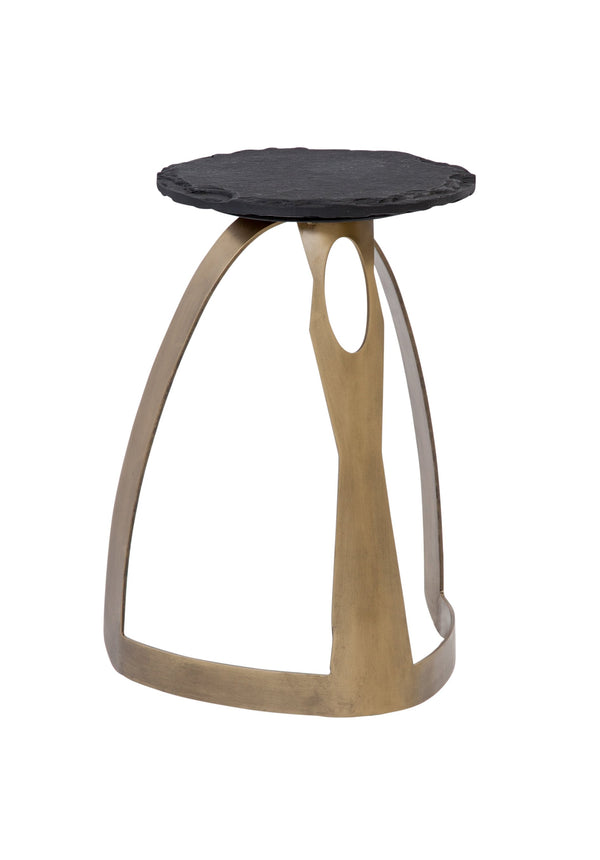 Basset Mirror Vaughan Accent Table - Modern Design With Antique Brass Base & Sandblasted Black Slate Top For Style Brass Iron,Slate 9903-lr-223