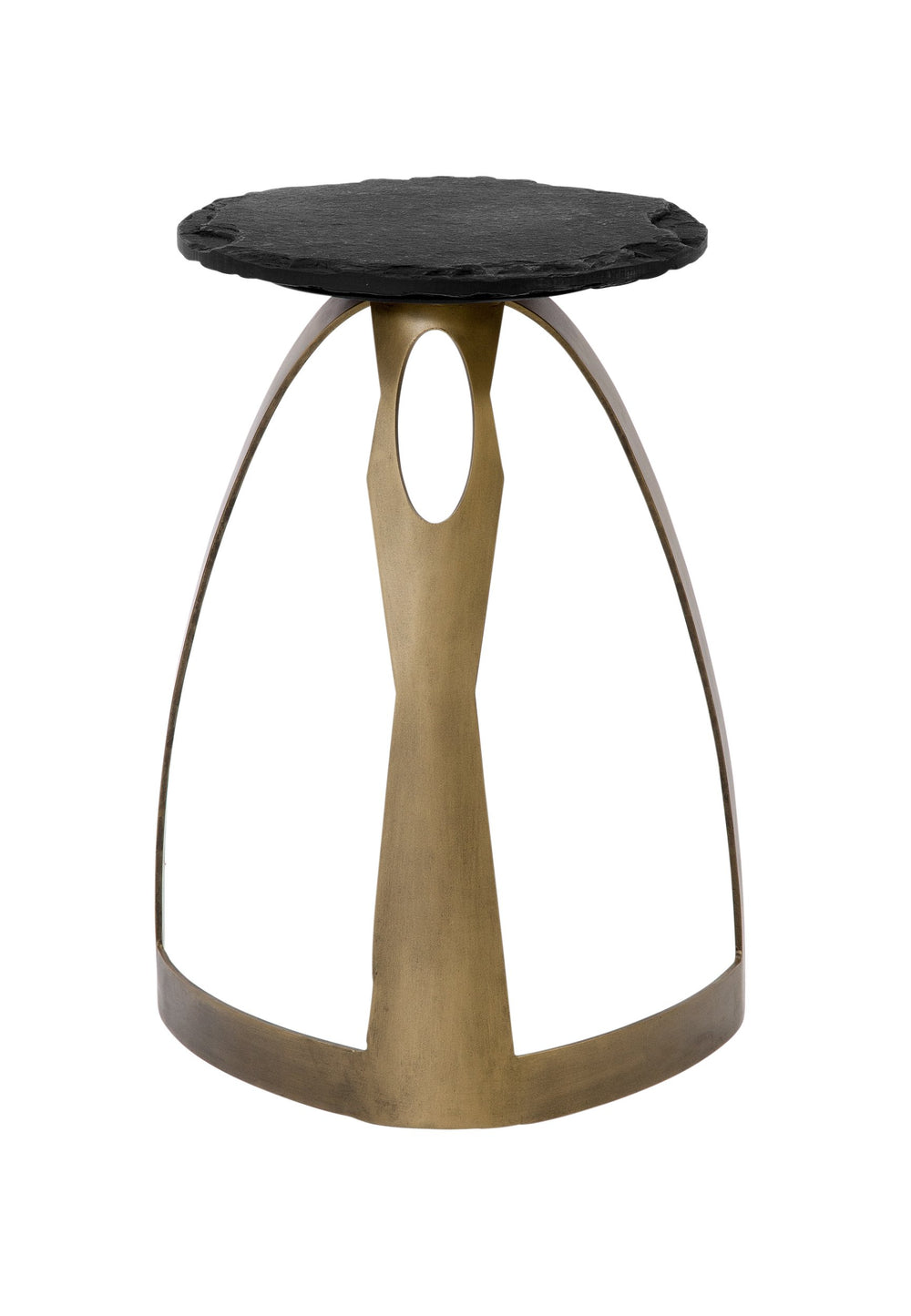 Basset Mirror Vaughan Accent Table - Modern Design With Antique Brass Base & Sandblasted Black Slate Top For Style Brass Iron,Slate 9903-lr-223