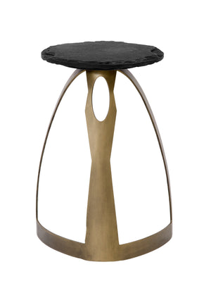 Basset Mirror Vaughan Accent Table - Modern Design With Antique Brass Base & Sandblasted Black Slate Top For Style Brass Iron,Slate 9903-lr-223