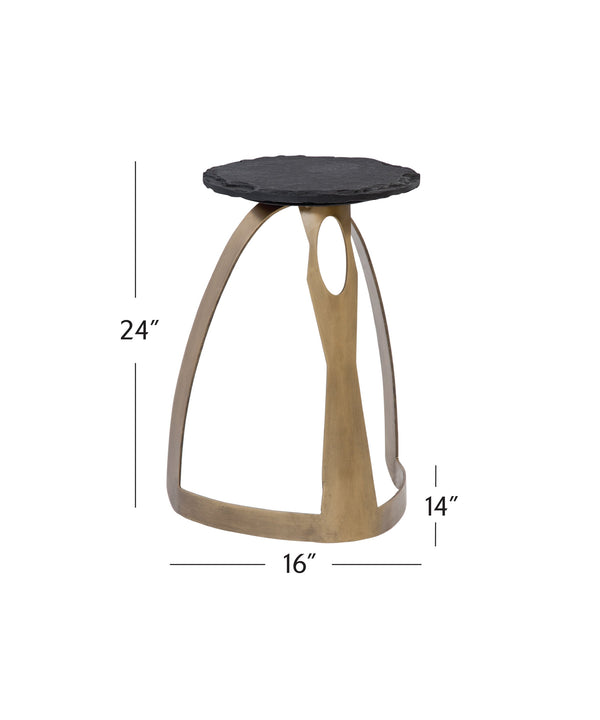 Basset Mirror Vaughan Accent Table - Modern Design With Antique Brass Base & Sandblasted Black Slate Top For Style Brass Iron,Slate 9903-lr-223