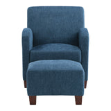 OSP Home Furnishings Aiden Chair & Ottoman Herringbone  Navy