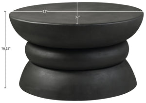 Meridian Furniture Collins Art Deco Aluminum Round Coffee Table with Sculptural Design for Modern Living Rooms Black 99030Black-CT