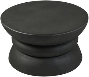 Meridian Furniture Collins Art Deco Aluminum Round Coffee Table with Sculptural Design for Modern Living Rooms Black 99030Black-CT
