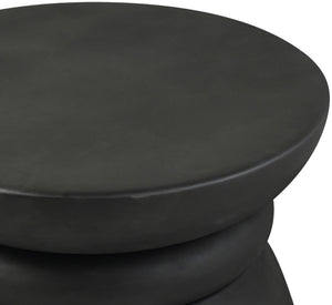 Meridian Furniture Collins Art Deco Aluminum Round Coffee Table with Sculptural Design for Modern Living Rooms Black 99030Black-CT