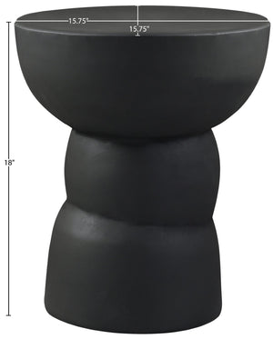 Meridian Furniture Collins Art Deco Aluminum Round End Table with Sculptural Design for Modern Living Rooms Black 99030Black-ET