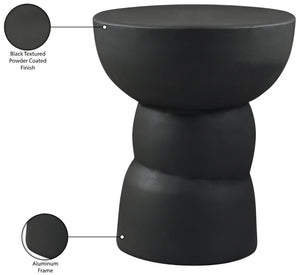 Meridian Furniture Collins Art Deco Aluminum Round End Table with Sculptural Design for Modern Living Rooms Black 99030Black-ET