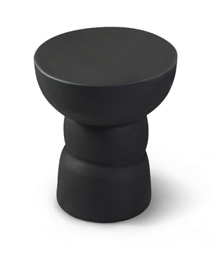 Meridian Furniture Collins Art Deco Aluminum Round End Table with Sculptural Design for Modern Living Rooms Black 99030Black-ET