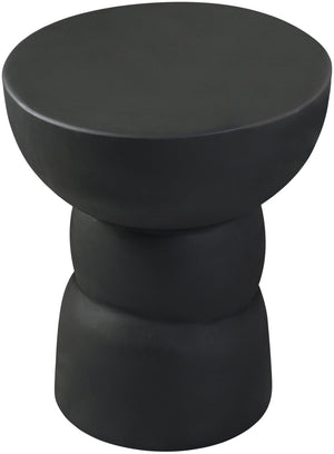 Meridian Furniture Collins Art Deco Aluminum Round End Table with Sculptural Design for Modern Living Rooms Black 99030Black-ET