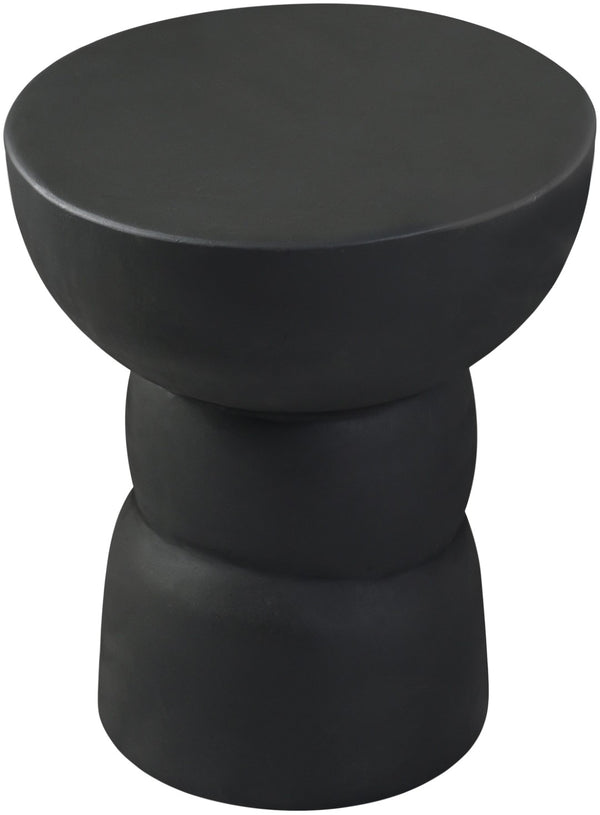 Meridian Furniture Collins Art Deco Aluminum Round End Table with Sculptural Design for Modern Living Rooms Black 99030Black-ET