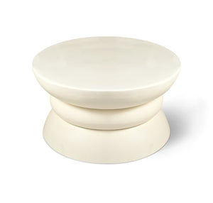 Meridian Furniture Collins Art Deco Aluminum Round Coffee Table with Sculptural Design for Modern Living Rooms Cream 99030Cream-CT