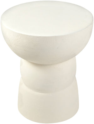 Meridian Furniture Collins Art Deco Aluminum Round End Table with Sculptural Design for Modern Living Rooms Cream 99030Cream-ET
