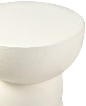 Meridian Furniture Collins Art Deco Aluminum Round End Table with Sculptural Design for Modern Living Rooms Cream 99030Cream-ET