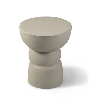 Meridian Furniture Collins Art Deco Aluminum Round End Table with Sculptural Design for Modern Living Rooms Taupe 99030Taupe-ET