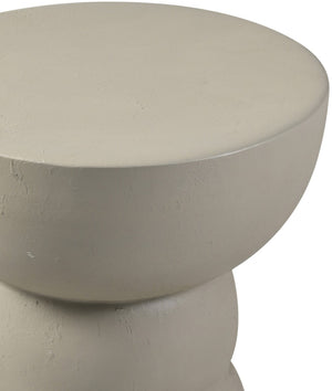 Meridian Furniture Collins Art Deco Aluminum Round End Table with Sculptural Design for Modern Living Rooms Taupe 99030Taupe-ET