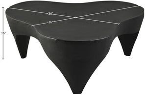 Meridian Furniture Bourges Art Deco Sculptural Aluminum Coffee Table with Curved Frame for Modern Living Rooms Black 99031Black-CT