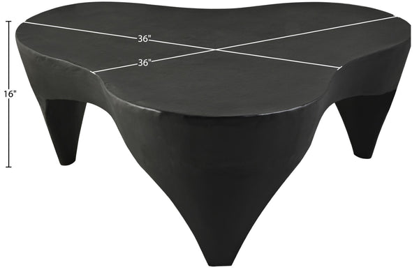 Meridian Furniture Bourges Art Deco Sculptural Aluminum Coffee Table with Curved Frame for Modern Living Rooms Black 99031Black-CT