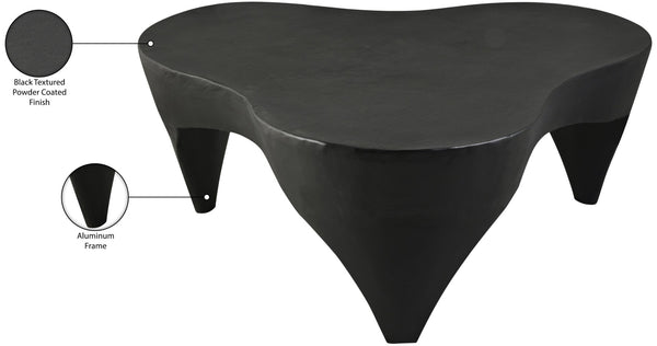 Meridian Furniture Bourges Art Deco Sculptural Aluminum Coffee Table with Curved Frame for Modern Living Rooms Black 99031Black-CT