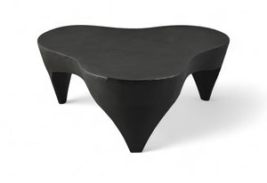 Meridian Furniture Bourges Art Deco Sculptural Aluminum Coffee Table with Curved Frame for Modern Living Rooms Black 99031Black-CT
