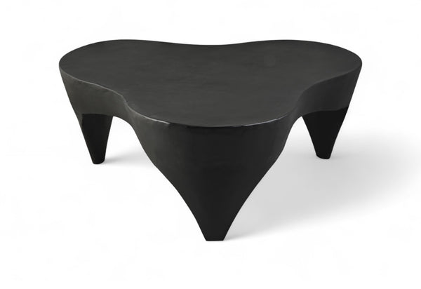 Meridian Furniture Bourges Art Deco Sculptural Aluminum Coffee Table with Curved Frame for Modern Living Rooms Black 99031Black-CT
