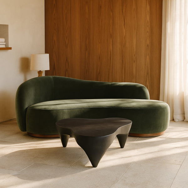 Meridian Furniture Bourges Art Deco Sculptural Aluminum Coffee Table with Curved Frame for Modern Living Rooms Black 99031Black-CT
