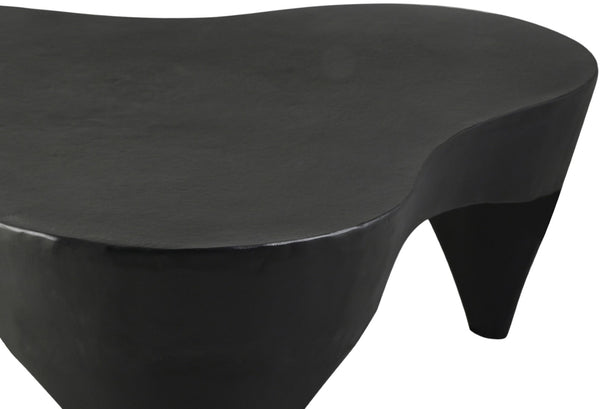 Meridian Furniture Bourges Art Deco Sculptural Aluminum Coffee Table with Curved Frame for Modern Living Rooms Black 99031Black-CT