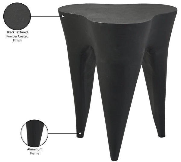 Meridian Furniture Bourges Art Deco Aluminum End Table Sculptural Powder Coated Accent for Modern Living Room Black 99031Black-ET