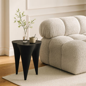 Meridian Furniture Bourges Art Deco Aluminum End Table Sculptural Powder Coated Accent for Modern Living Room Black 99031Black-ET