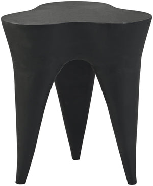 Meridian Furniture Bourges Art Deco Aluminum End Table Sculptural Powder Coated Accent for Modern Living Room Black 99031Black-ET