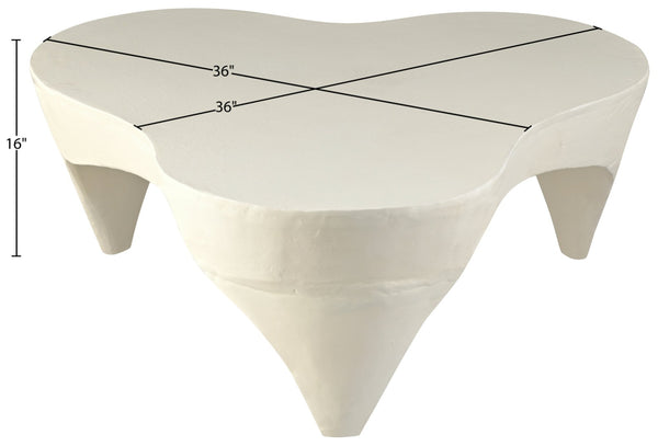 Meridian Furniture Bourges Art Deco Sculptural Aluminum Coffee Table with Curved Frame for Modern Living Rooms Cream 99031Cream-CT