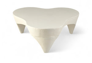 Meridian Furniture Bourges Art Deco Sculptural Aluminum Coffee Table with Curved Frame for Modern Living Rooms Cream 99031Cream-CT