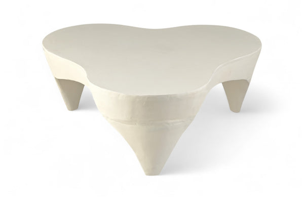 Meridian Furniture Bourges Art Deco Sculptural Aluminum Coffee Table with Curved Frame for Modern Living Rooms Cream 99031Cream-CT