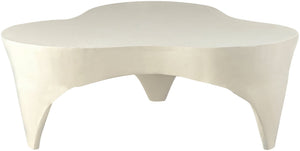 Meridian Furniture Bourges Art Deco Sculptural Aluminum Coffee Table with Curved Frame for Modern Living Rooms Cream 99031Cream-CT