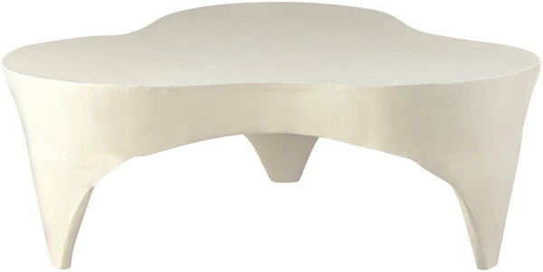 Meridian Furniture Bourges Art Deco Sculptural Aluminum Coffee Table with Curved Frame for Modern Living Rooms Cream 99031Cream-CT