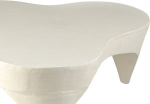 Meridian Furniture Bourges Art Deco Sculptural Aluminum Coffee Table with Curved Frame for Modern Living Rooms Cream 99031Cream-CT