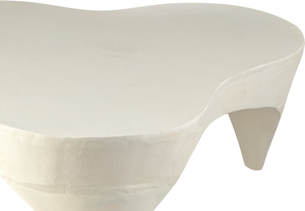 Meridian Furniture Bourges Art Deco Sculptural Aluminum Coffee Table with Curved Frame for Modern Living Rooms Cream 99031Cream-CT
