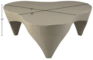 Meridian Furniture Bourges Art Deco Sculptural Aluminum Coffee Table with Curved Frame for Modern Living Rooms Taupe 99031Taupe-CT