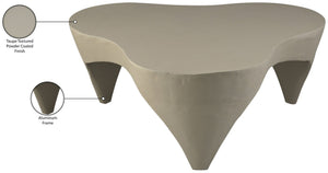 Meridian Furniture Bourges Art Deco Sculptural Aluminum Coffee Table with Curved Frame for Modern Living Rooms Taupe 99031Taupe-CT