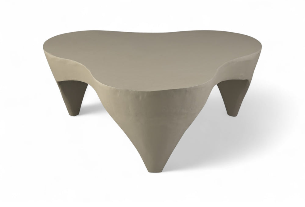 Meridian Furniture Bourges Art Deco Sculptural Aluminum Coffee Table with Curved Frame for Modern Living Rooms Taupe 99031Taupe-CT