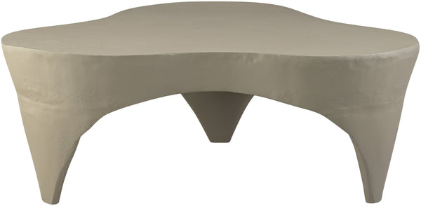 Meridian Furniture Bourges Art Deco Sculptural Aluminum Coffee Table with Curved Frame for Modern Living Rooms Taupe 99031Taupe-CT