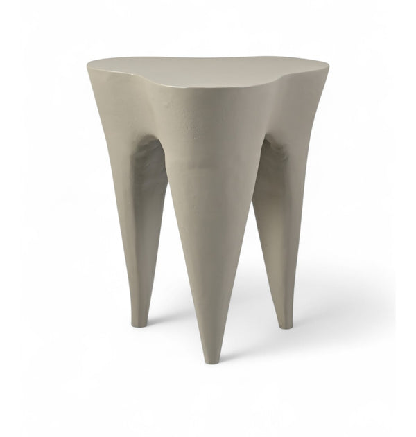 Meridian Furniture Bourges Art Deco Aluminum End Table Sculptural Powder Coated Accent for Modern Living Room Taupe 99031Taupe-ET