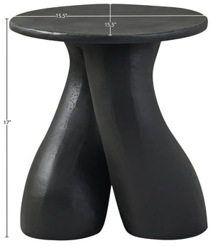 Meridian Furniture Talence Sculptural Aluminum End Table Art Deco Inspired Powder Coat Finish Living Room Accent Black 99032Black-ET