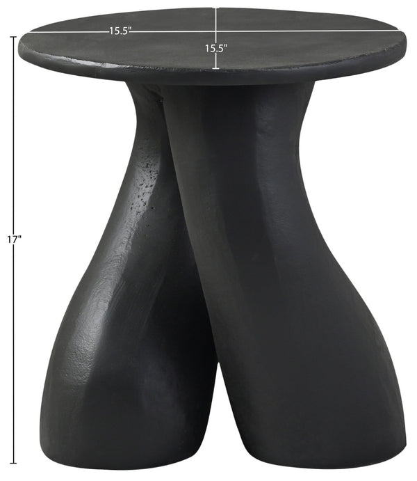 Meridian Furniture Talence Sculptural Aluminum End Table Art Deco Inspired Powder Coat Finish Living Room Accent Black 99032Black-ET