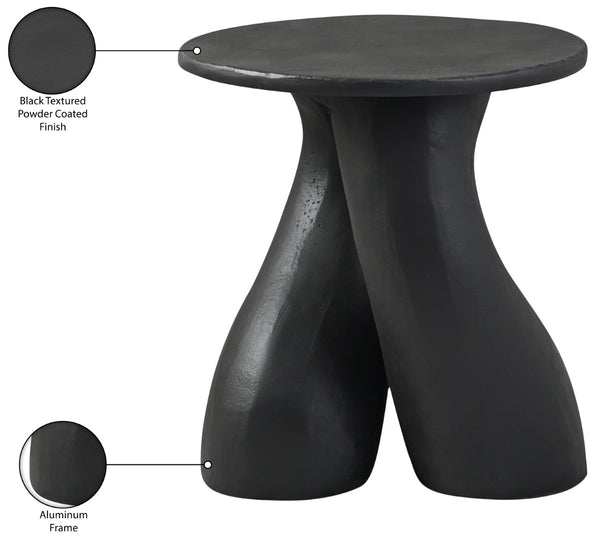 Meridian Furniture Talence Sculptural Aluminum End Table Art Deco Inspired Powder Coat Finish Living Room Accent Black 99032Black-ET