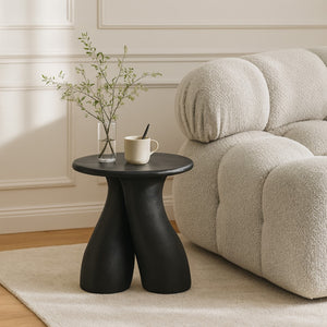 Meridian Furniture Talence Sculptural Aluminum End Table Art Deco Inspired Powder Coat Finish Living Room Accent Black 99032Black-ET