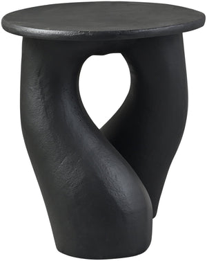 Meridian Furniture Talence Sculptural Aluminum End Table Art Deco Inspired Powder Coat Finish Living Room Accent Black 99032Black-ET